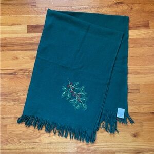 100% Wool Holiday Throw Blanket With Tassels Vintage  Coming Home By Lands End